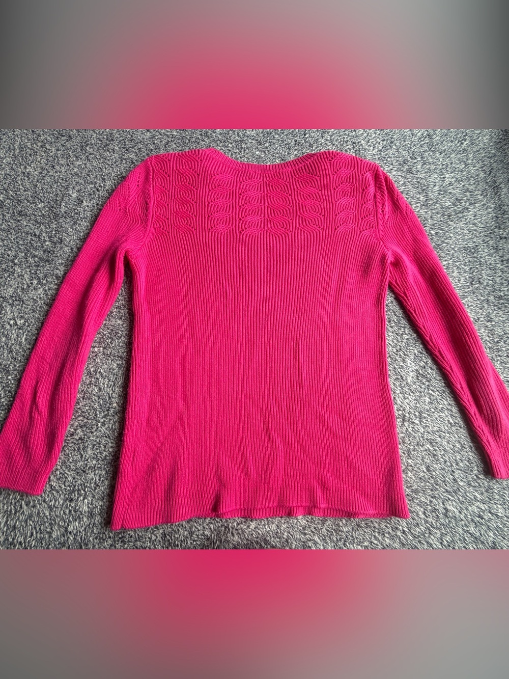Talbots Hot Pink Crewneck Sweater with Gold Floral Buttons - Picture 10 of 11